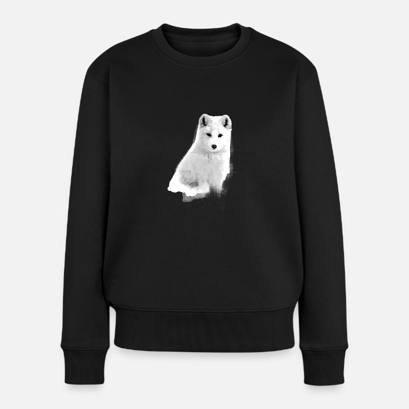 polarfuchs, fuchs,weiss,aquarell ,malerei - Frauen Premium Bio Pullover - Schwarz