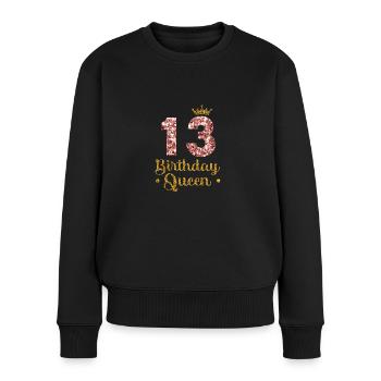 13.Geburtstag Königin 13 Jahre Dreizehn - Frauen Premium Bio Pullover - Schwarz - Vorne - Julia (174cm)