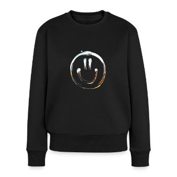 Graffiti streetwear cool sourire rire optimist - Pull Premium bio Femme - noir - Devant - Julia (174cm)