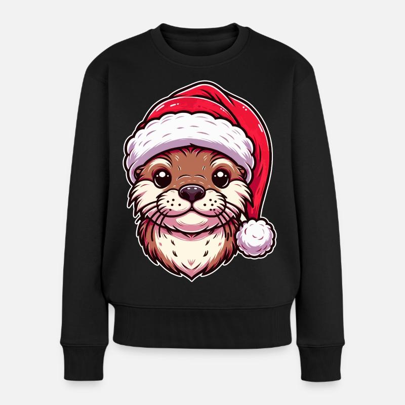 Weihnachtlicher Otter-Zauber - Festliches Desig - Frauen Premium Bio Pullover - Schwarz