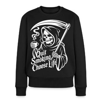 Rauchen aufgeben Grim Reaper - Frauen Premium Bio Pullover - Schwarz - Vorne - Julia (174cm)