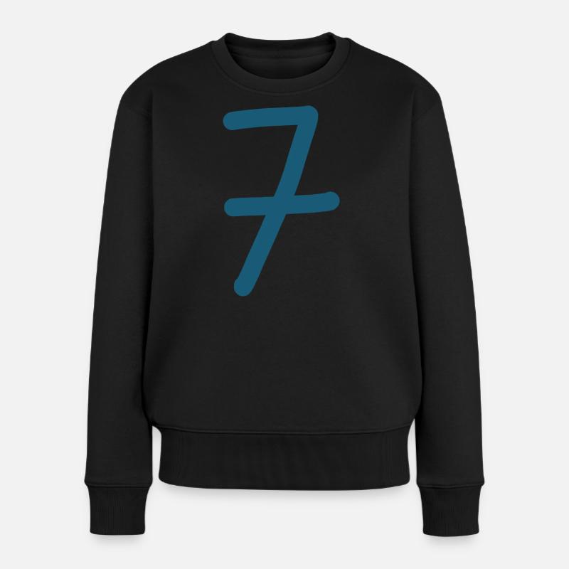7 Nummer sieben Zahl Geburtstag - Frauen Premium Bio Pullover - Schwarz
