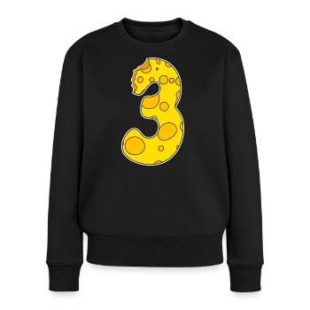 Zahl 3 - Drei - Dritter - Frauen Premium Bio Pullover - Schwarz - Vorne - Julia (174cm)