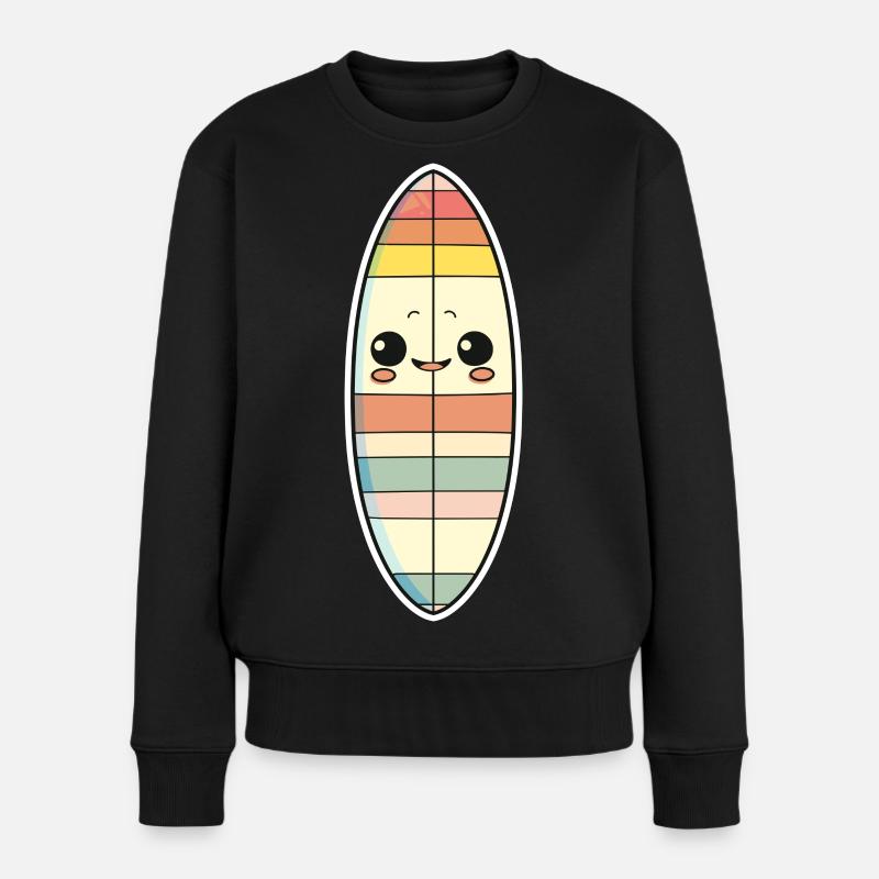 Planche de surf style bande dessinée - Pull Premium bio Femme - noir