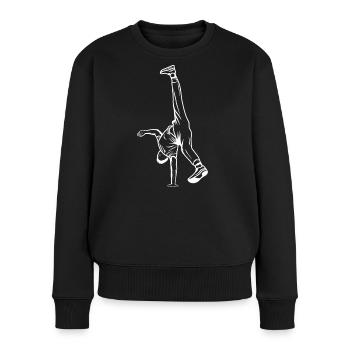 B Boy Zeichnung - Frauen Premium Bio Pullover - Schwarz - Vorne - Julia (174cm)