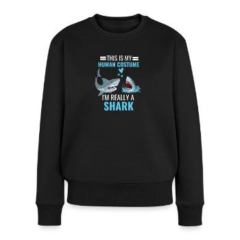 Hai Kostüm Party Ozean Tier Geschenk Lustiges Hai - Frauen Premium Bio Pullover - Schwarz - Vorne - Julia (174cm)