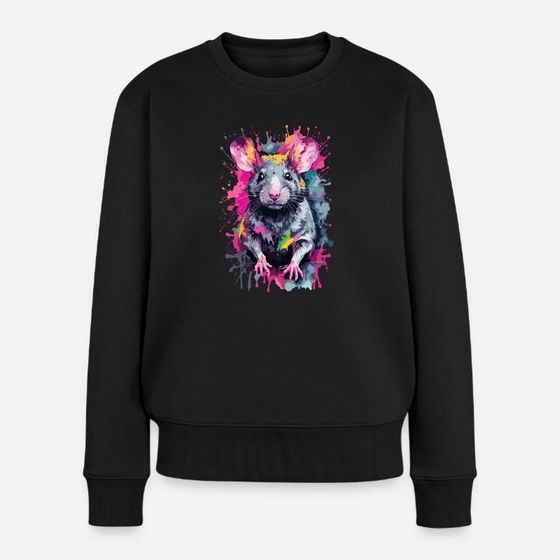 Ratte Cool Cool In Buntem und Coolem Design - Frauen Premium Bio Pullover - Schwarz