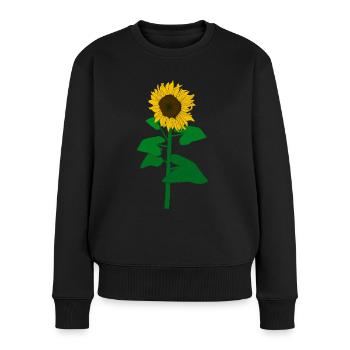 Sonnenblume in voller Pracht - Frauen Premium Bio Pullover - Schwarz - Vorne - Julia (174cm)