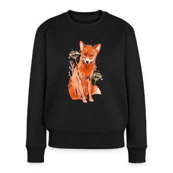Roter Fuchs mit Klecksen - Frauen Premium Bio Pullover - Schwarz - Vorne - Julia (174cm)