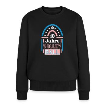 Volleyball Jubiläum 10 Jahre Trainerin Spielerin - Frauen Premium Bio Pullover - Schwarz - Vorne - Julia (174cm)