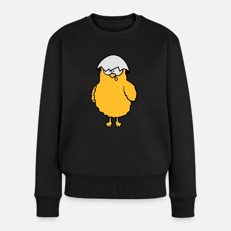Verrücktes Lustiges Küken - Frauen Premium Bio Pullover - Schwarz