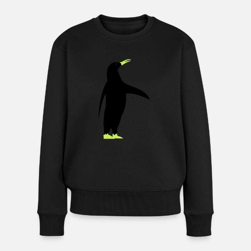 pinguin - Frauen Premium Bio Pullover - Schwarz