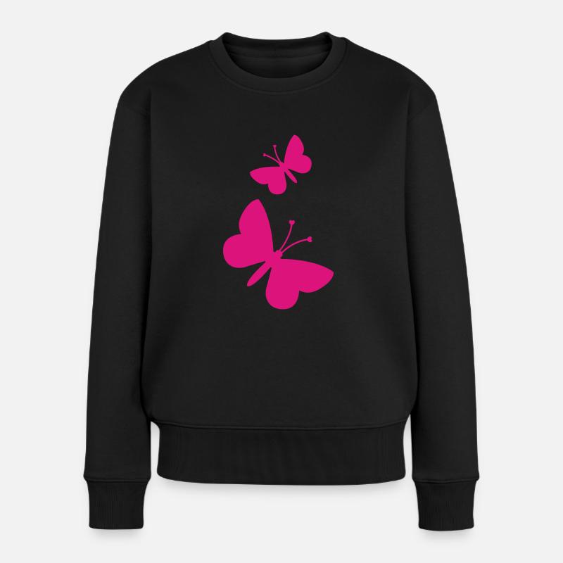 papillonscoeurs - Frauen Premium Bio Pullover - Schwarz