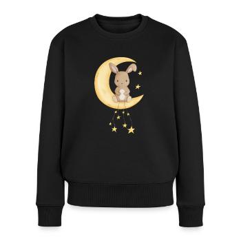 Rabbit on the moon with stars - Women's Premium Organic Jumper - black - Front - Julia (174cm)