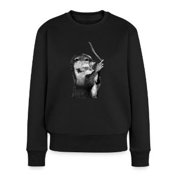Otter - Frauen Premium Bio Pullover - Schwarz - Vorne - Julia (174cm)