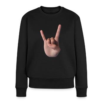 Hupenzeichen (Gesicht) - Frauen Premium Bio Pullover - Schwarz - Vorne - Julia (174cm)