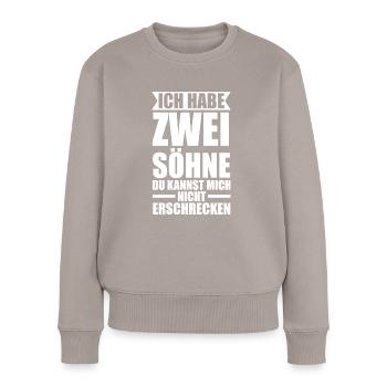 2 Söhne Familie Mama von 2 Söhnen Geschenk - Frauen Premium Bio Pullover - Taupe - Vorne - Julia (174cm)