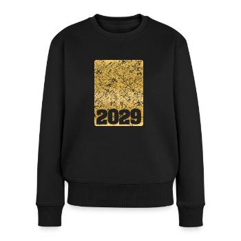 Zahl 2029 - Frauen Premium Bio Pullover - Schwarz - Vorne - Julia (174cm)