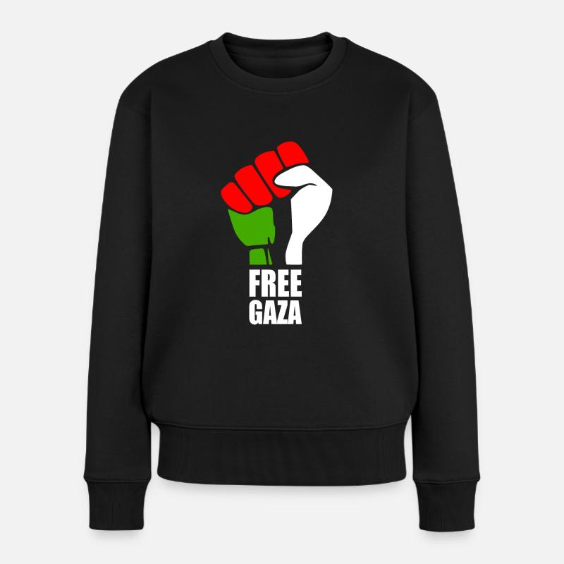 Free gaza - Frauen Premium Bio Pullover - Schwarz