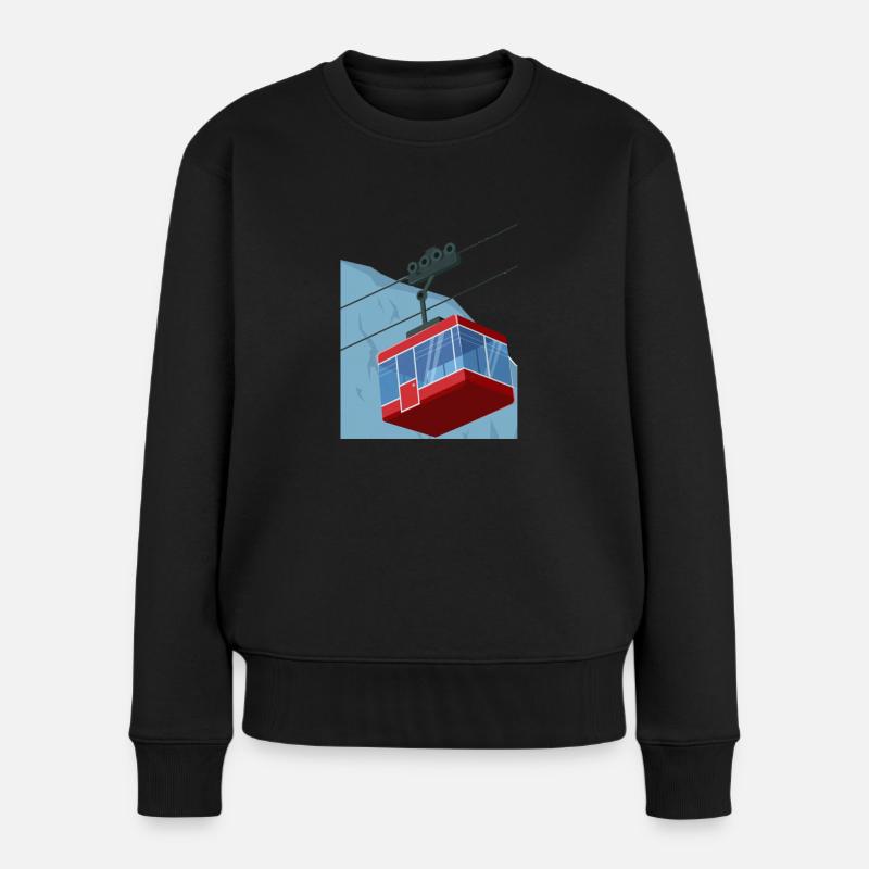 seilbahn rot winter - Frauen Premium Bio Pullover - Schwarz