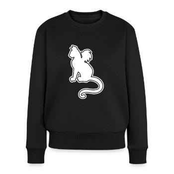Fledermaus Katze Silhouette Halloween - Frauen Premium Bio Pullover - Schwarz - Vorne - Julia (174cm)