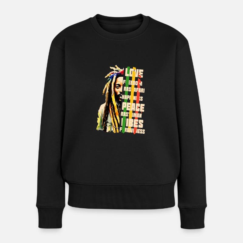 Rastaman jah rastafari - Frauen Premium Bio Pullover - Schwarz