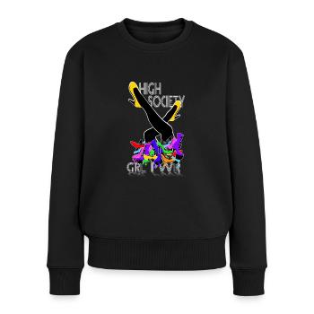 high society heels girl power - Frauen Premium Bio Pullover - Schwarz - Vorne - Julia (174cm)