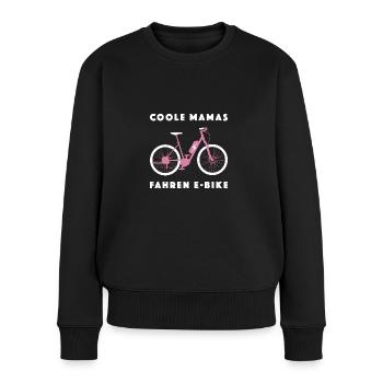 E Bike Mama Elektrofahrrad Elektrisches Fahrrad - Frauen Premium Bio Pullover - Schwarz - Vorne - Julia (174cm)