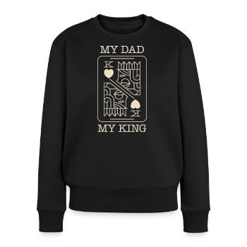 Papa, König, Pokerkarte - Frauen Premium Bio Pullover - Schwarz - Vorne - Julia (174cm)
