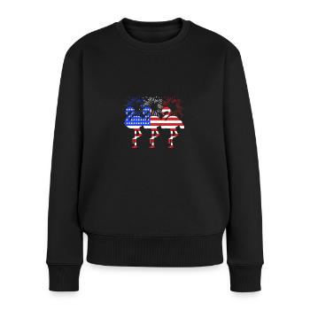 Vierter Juli Nationalfarben Nationalfeiertag USA - Frauen Premium Bio Pullover - Schwarz - Vorne - Julia (174cm)