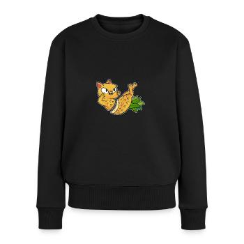Ananas Katze - Frauen Premium Bio Pullover - Schwarz - Vorne - Julia (174cm)