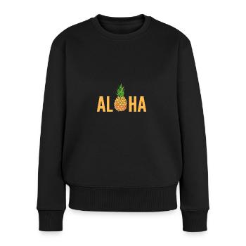 Ananas Aloha - Frauen Premium Bio Pullover - Schwarz - Vorne - Julia (174cm)