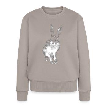 Hase - Frauen Premium Bio Pullover - Taupe - Vorne - Julia (174cm)