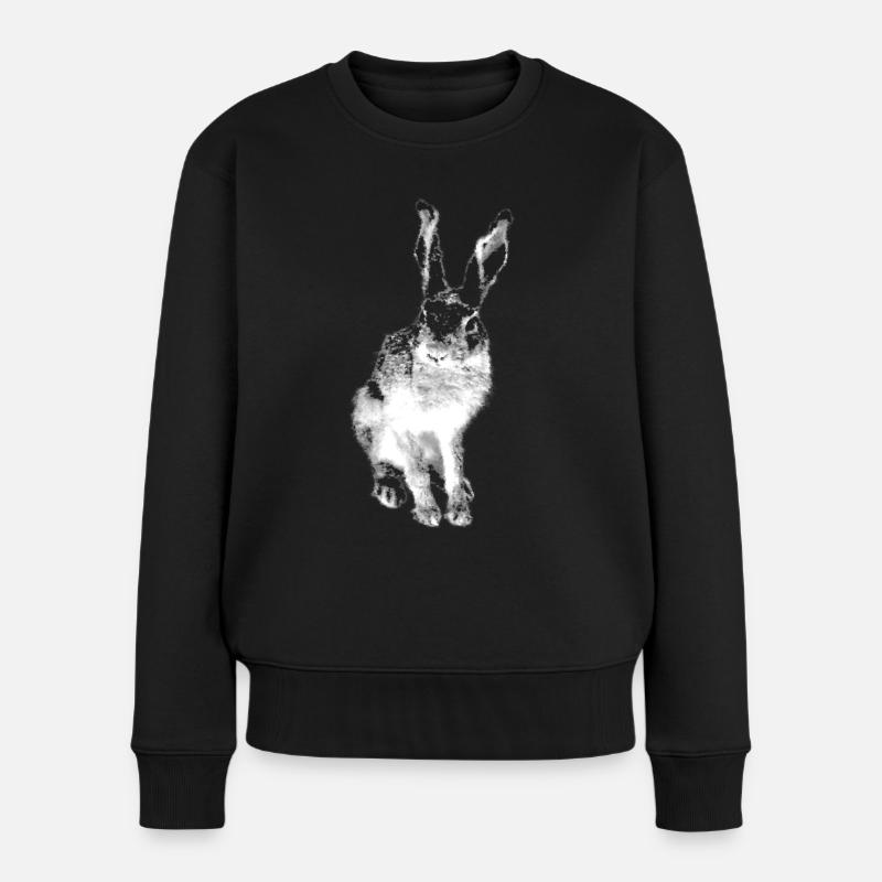Hase - Frauen Premium Bio Pullover - Schwarz
