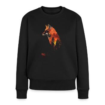 Fuchs Kopf Wald Tier Natur Bäume Baby Fuchs - Frauen Premium Bio Pullover - Schwarz - Vorne - Julia (174cm)