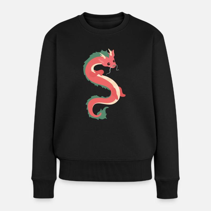 chinesischer Drache - Frauen Premium Bio Pullover - Schwarz