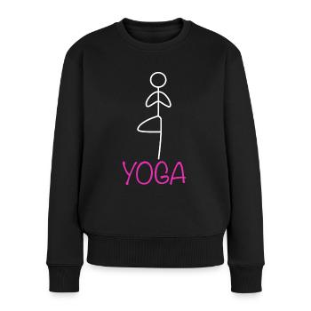 Exercice de yoga - Pull Premium bio Femme - noir - Devant - Julia (174cm)