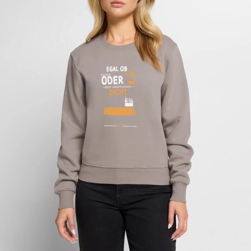 Egal Ob Silikon Oder Bier Haupts... Frauen Premium Bio Pullover