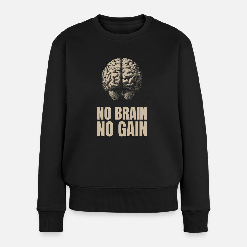 No Brain No Gain - Pull Premium bio Femme - noir