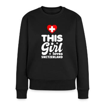 Suisse Flag Vintage Croix Coeur Suisse - Pull Premium bio Femme - noir - Devant - Julia (174cm)