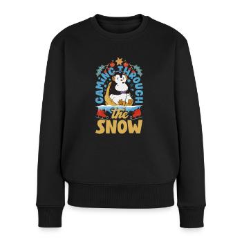Mode inspirée du jeu Jeux sur le thème des Fêtes - Pull Premium bio Femme - noir - Devant - Julia (174cm)