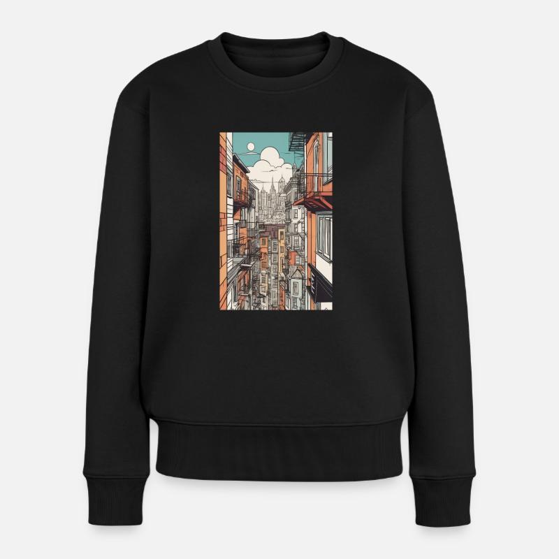 Stadtbild - Frauen Premium Bio Pullover - Schwarz