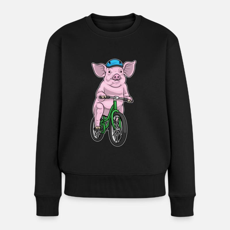 Pig Bicycle - Women's Premium Organic Jumper - black