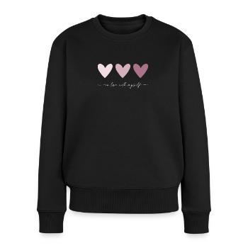 In love with myself weiß - Rosa Herzen - Frauen Premium Bio Pullover - Schwarz - Vorne - Julia (174cm)