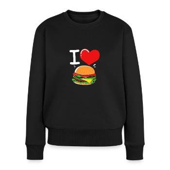 Cheeseburger Burger - Frauen Premium Bio Pullover - Schwarz - Vorne - Julia (174cm)