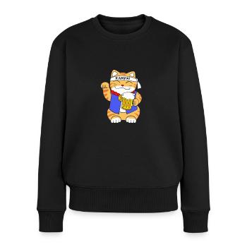 Porte-bonheur Maneki Neko Japon - Pull Premium bio Femme - noir - Devant - Julia (174cm)