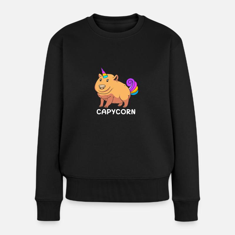 Capybara Einhorn - Frauen Premium Bio Pullover - Schwarz