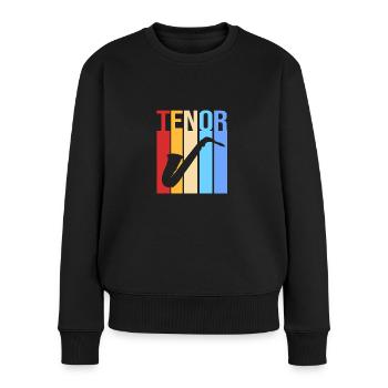 Saxophon Saxophonist - Frauen Premium Bio Pullover - Schwarz - Vorne - Julia (174cm)