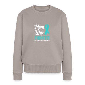Eierstockkrebs Krebs-Überlebender Krebs - Frauen Premium Bio Pullover - Taupe - Vorne - Julia (174cm)