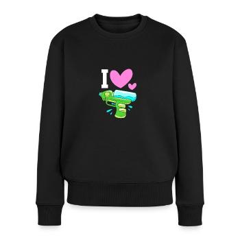Wasserpistole - Frauen Premium Bio Pullover - Schwarz - Vorne - Julia (174cm)
